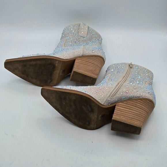 Very G Kady Women's Silver Rhinestone Booties Western Size 8 CHIC - Picture 7 of 8